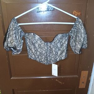 NWT ITOO Fashion Italy Cropped Lace Corset With Boning S